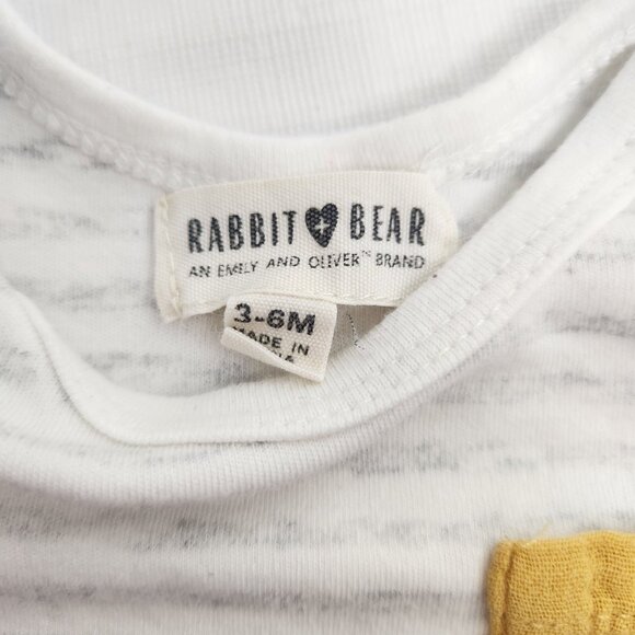 Striped White Gray Yellow Pocket 3 To 6 Months Infant One Piece Bodysuit - Picture 5 of 6